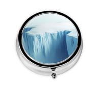 Mini Pilulier Rond WZYWHJ Glacier Falaise Motif Petit et Portable avec Cloisons pour Rangement Médicaments pour Voyage et Usage quotidien