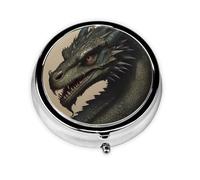 Mini Pilulier Rond WZYWHJ Gothique Dragon Imprimés Petite et Portable avec Cloisons pour Rangement Médicaments pour Voyage et Usage quotidien