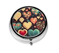 Mini pilulier rond WZYWHJ Heart Crush Flower Prints Petite et portable avec cloisons pour le stockage des médicaments pour les voyages et un usage quotidien