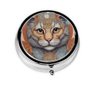 Mini Pilulier Rond WZYWHJ Œil de Chat Empreintes Petit et Portable avec Cloisons pour Rangement Médicaments pour Voyage et Usage quotidien