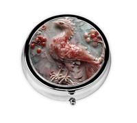 Mini pilulier rond WZYWHJ Jade Bird Picture Small and Portable with cloisons for Medicine Storage for Travel and Daily use