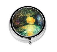 Mini pilulier rond WZYWHJ Magical Cave Picture Small and Portable with cloisons for Medicine Storage for Travel and Daily use