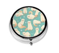 Mini Pilulier Rond WZYWHJ Mannequin Français Mode Furets Image Petit et Portable avec Cloisons pour Rangement Médicaments pour Voyage et Usage Quotidien