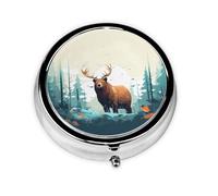 Mini pilulier rond WZYWHJ marron avec illustration d'ours marron avec cloisons pour le stockage des médicaments pour les voyages et un usage quotidien