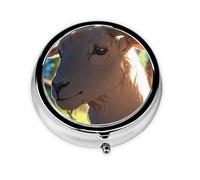 Mini pilulier rond WZYWHJ mignon imprimé chèvre petite et portable avec cloisons pour le stockage des médicaments pour voyage et usage quotidien