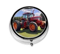 Mini pilulier rond WZYWHJ motif tracteur agricole petit et portable avec cloisons pour le stockage des médicaments pour les voyages et une utilisation quotidienne