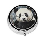 Mini Pilulier Rond WZYWHJ Panda en Bambou Impression Petite et Portable avec Cloisons pour Rangement Médicaments pour Voyage et Usage quotidien