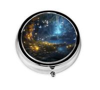 Mini pilulier rond WZYWHJ Papillons en impression de contes de fées Petite et portable avec cloisons pour le stockage des médicaments pour les voyages et l'utilisation quotidienne