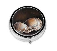 Mini pilulier rond WZYWHJ Pearl in The Shell Printing Small and Portable with cloisons for Medicine Storage for Travel and Daily use
