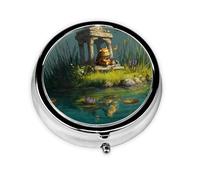 Mini Pilulier Rond WZYWHJ Petit Tigre dans le Pavillon Impression Petite et Portable avec Cloisons pour Rangement Médicaments pour Voyage et Usage Quotidien