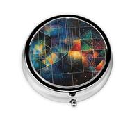 Mini pilulier rond WZYWHJ Quantum Treillis Image Petit et portable avec cloisons pour le stockage des médicaments pour Voyage et usage quotidien