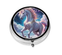 Mini pilulier rond WZYWHJ Quantum Unicorn Pattern Small and Portable with cloisons for Medicine Storage for Travel and Daily use
