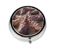 Mini pilulier rond WZYWHJ Starfish Picture Small and Portable with cloisons for Medicine Storage for Travel and Daily use