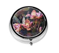 Mini pilulier rond WZYWHJ Strange Flowers Picture Small and Portable with cloisons for Medicine Storage for Travel and Daily use
