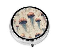 Mini Pilulier Rond WZYWHJ Suspendu Motif Méduse Petit et Portable avec Cloisons pour Rangement Médicaments pour Voyage et Usage quotidien