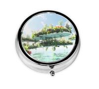 Mini Pilulier Rond WZYWHJ Suspendu Paysage Image Petit et Portable avec Cloisons pour Rangement Médicaments pour Voyage et Usage quotidien