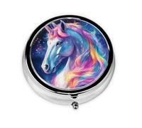 Mini pilulier rond WZYWHJ The Dazzling Unicorn Printing Petite et portable avec cloisons pour le stockage des médicaments pour les voyages et un usage quotidien