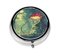 Mini pilulier rond WZYWHJ The Mysterious Venus Flytrap Waits Image petite et portable avec cloisons pour le stockage des médicaments pour les voyages et une utilisation quotidienne