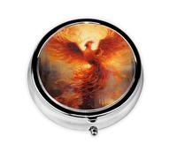 Mini pilulier rond WZYWHJ The Phoenix Reborn in Fire Printing Petite et portable avec cloisons pour le stockage des médicaments pour les voyages et l'utilisation quotidienne