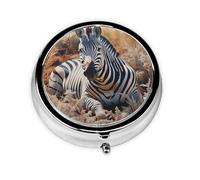 Mini pilulier rond WZYWHJ The Resting Zebra Printing Petite et portable avec cloisons pour le stockage des médicaments pour les voyages et l'utilisation quotidienne
