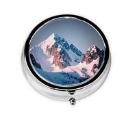 Mini pilulier rond WZYWHJ Top of The Snowy Mountain Prints Petite et portable avec cloisons pour le stockage des médicaments pour les voyages et une utilisation quotidienne