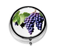 Mini Pilulier Rond WZYWHJ Violet Raisin Petit et Portable avec Cloisons pour Rangement Médicaments pour Voyage et Usage quotidien