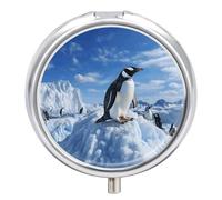Mini pilulier Snow Mountain Pingouin de poche pour homme - Joli pilulier de voyage à 3 compartiments