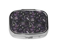 Mini pilulier violet noir gothique imprimé effrayant boîte de rangement pour médicaments de poche, sac à main de voyage