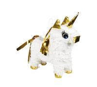 Mini piñata - BOLAND - Licorne - Blanc et or - 21 x 17 cm - Pour enfant