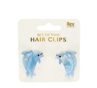 Mini pince Ã cheveux fille Rex London Dolphins (x2) Bleu 3,7x2,6x2,5 cm