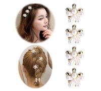 Mini pince à cheveux vintage avec perles et marguerites rétro à cinq pétales - Accessoires pour filles - Petite fleur S9Z6