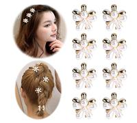 Mini pince à cheveux vintage avec perles et marguerites rétro - Cinq pinces à cheveux - F9m2