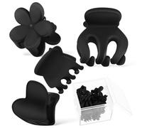 Mini Pince à Frange 24 Pièces Acrylique pour Coiffures DIY Élégantes | Noires, Formes Fleur et Cœur, Prise pour Maintenir les Mèches, pour Femmes et Filles