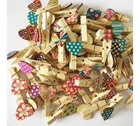 Mini Pince a Linge, 50 PCS Coloré Mini Pinces à Linge Clips en Bois Clips Photo en Bois pour Artisanat Art DIY Décoration Mariage Party 7 * 35mm