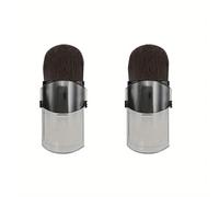 Mini pinceaux de maquillage télescopiques portables de voyage, pinceaux de fond de teint doux à un seul visage avec couvercle, outils cosmétiques, 2 pièces, W