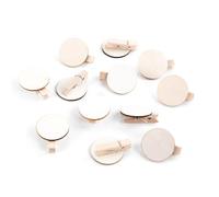 Mini Pinces à Linge Bois décoratives avec Disque Rond en Bois, 12 pièces: Petite Pince a Linge Naturelle à Personnaliser, pour Photos, Cadeaux, déco Table Mariage, 3,5 cm