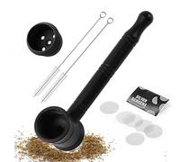 Mini Pipe à Tabac en Alliage d'Aluminum Noir PortePipe Petite Pipe À Fumer Portable Pipe Set avec 6 Filtres à Mailles en acier inoxydable et 2 Brosses de Nettoyage, Cadeau Pour papa Mari petit ami