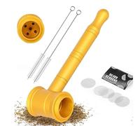 Mini Pipe à Tabac en Alliage d'Aluminum Or PortePipe Petite Pipe À Fumer Portable Pipe Set avec 6 Filtres à Mailles en acier inoxydable et 2 Brosses de Nettoyage, Cadeau Pour papa Mari petit ami