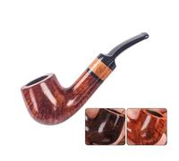 Mini Pipe À Tabac Portable En Bois de Bruyère Pipe À Fumer Classique Sculptée À La Main Type de Tige Courbée - Filtrage 9MM - Amovible Cadeau Pour Collectionneur, Débutant