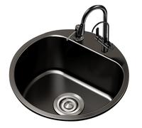 Mini piscine ronde de 42 x 42 cm en acier inoxydable 304 avec robinet, durable, élégante, 42 x 42 cm, parfaite pour les cuisines modernes, couleur C, installation facile