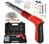 Mini pistolet à clous en acier, pistolet à rivets manuel 5 vitesses, pour murs en béton, plafonds, dispositif de rainurage de fil pour fixation murale, outils de rivetage With 150 Nails