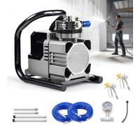 Mini pistolet à peinture électrique haute pression sans air, débit max. 35L | Pulvérisateur haute pression portable avec poignée, double pistolet, affichage de la tension, pompe en acier inoxydable