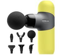 Mini pistolet de massage, masseur musculaire portable à percussion pour tissus profonds, masseur de sport électrique portable avec 6 têtes de massage et 4 vitesses,(jaune)
