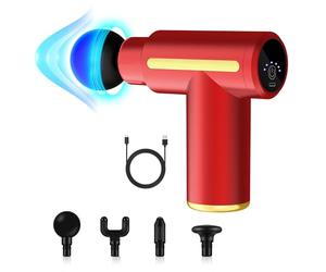Mini pistolet de massage musculaire avec 6 niveaux réglables et 4 têtes de massage