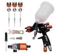 Mini pistolet pulvérisateur HVLP avec tasse de 250 CC - Outil de peinture pneumatique professionnel pour réparation automobile - Kit de peinture avec 3 buses (0,8/1,0/1,2 mm)