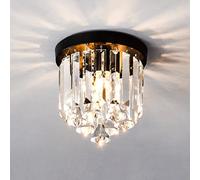 Mini plafonnier en Cristal de 7,9 Pouces pour allée, Balcon, entrée, E27 x 2 Lampes, luminaire d'intérieur Moderne, Montage encastré, 3 Couleurs, intensité Variable, Lustre en Cristal