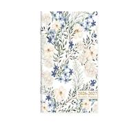 Mini planificateur de poche 2025-2027 - Octobre 2025 à juin 2027, calendrier mensuel cousu en selle de 8,9 x 16,5 cm avec pages de notes - Organiseur compact pour sac à main, bureau et voyage, fleur