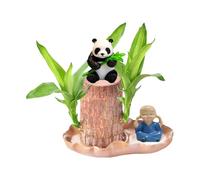 Mini plante en bois brésilienne porte-bonheur - Décoration de bureau - En bois brésilien en pot avec joli panda - Décoration de table pour bureau, salon, bureau (C)