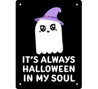 Mini plaque en étain « It's Always Halloween In My Soul »