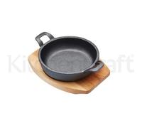 Artesa Casserole miniature en fonte Artesà avec planche de service en bois, poêle peu profonde allant au four, pour gratin, tapas, curry et viande, compatible avec une plaque à induction, ronde, noire